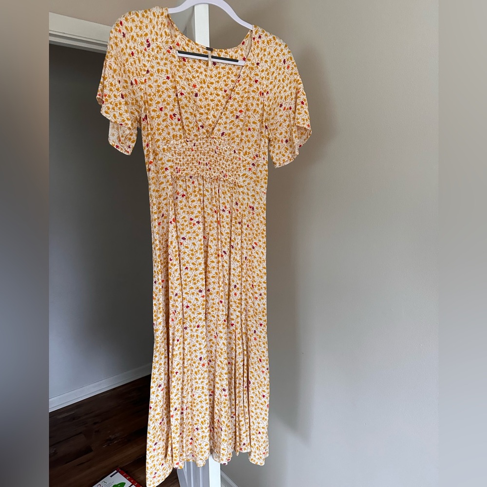 Free People Floral Yellow Dress
